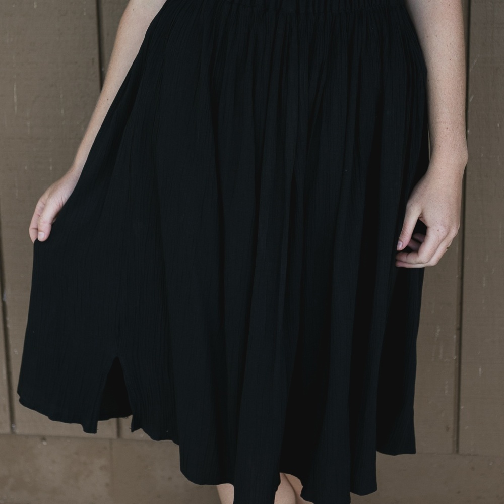 Black Vintage Hand-made Midi Skirt